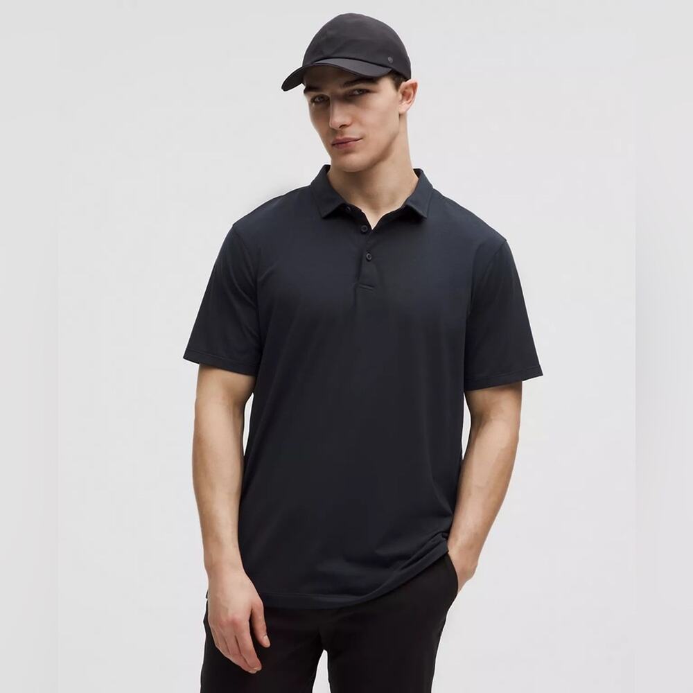 Lululemon Mens Evolution Short-Sleeve Polo Shirt Small Nautical Navy Blue Preppy